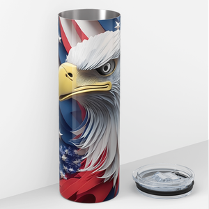 Eagle on Red White and Blue 20oz Skinny Tumbler