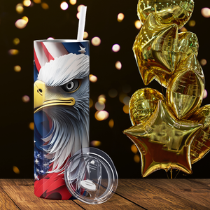 Eagle on Red White and Blue 20oz Skinny Tumbler