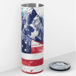 American Flag on Mountain 20oz Skinny Tumbler