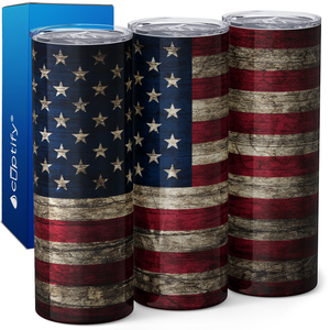 Distressed American Flag 20oz Skinny Tumbler