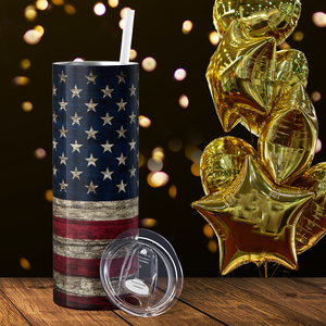 Distressed American Flag 20oz Skinny Tumbler