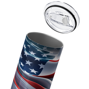 American Flag Waves 20oz Skinny Tumbler