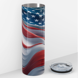 American Flag Waves 20oz Skinny Tumbler