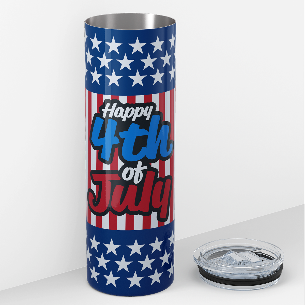 Happy 4th of July Stars and Stripes 20oz Skinny Tumbler