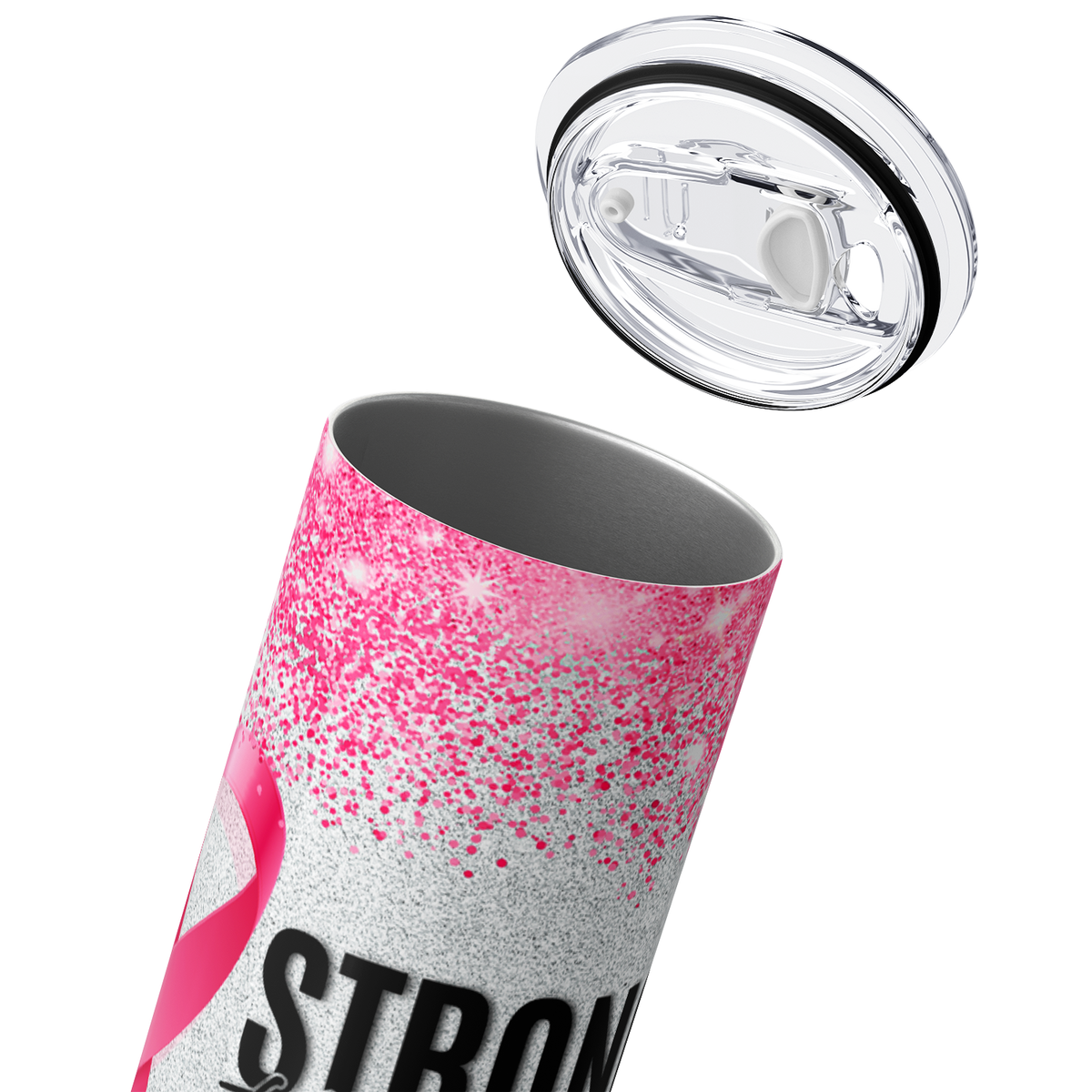Stronger than the Storm on Glitter 20oz Skinny Tumbler