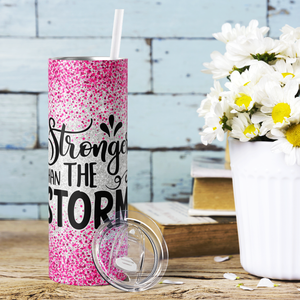 Stronger than the Storm Breast Cancer 20oz Skinny Tumbler