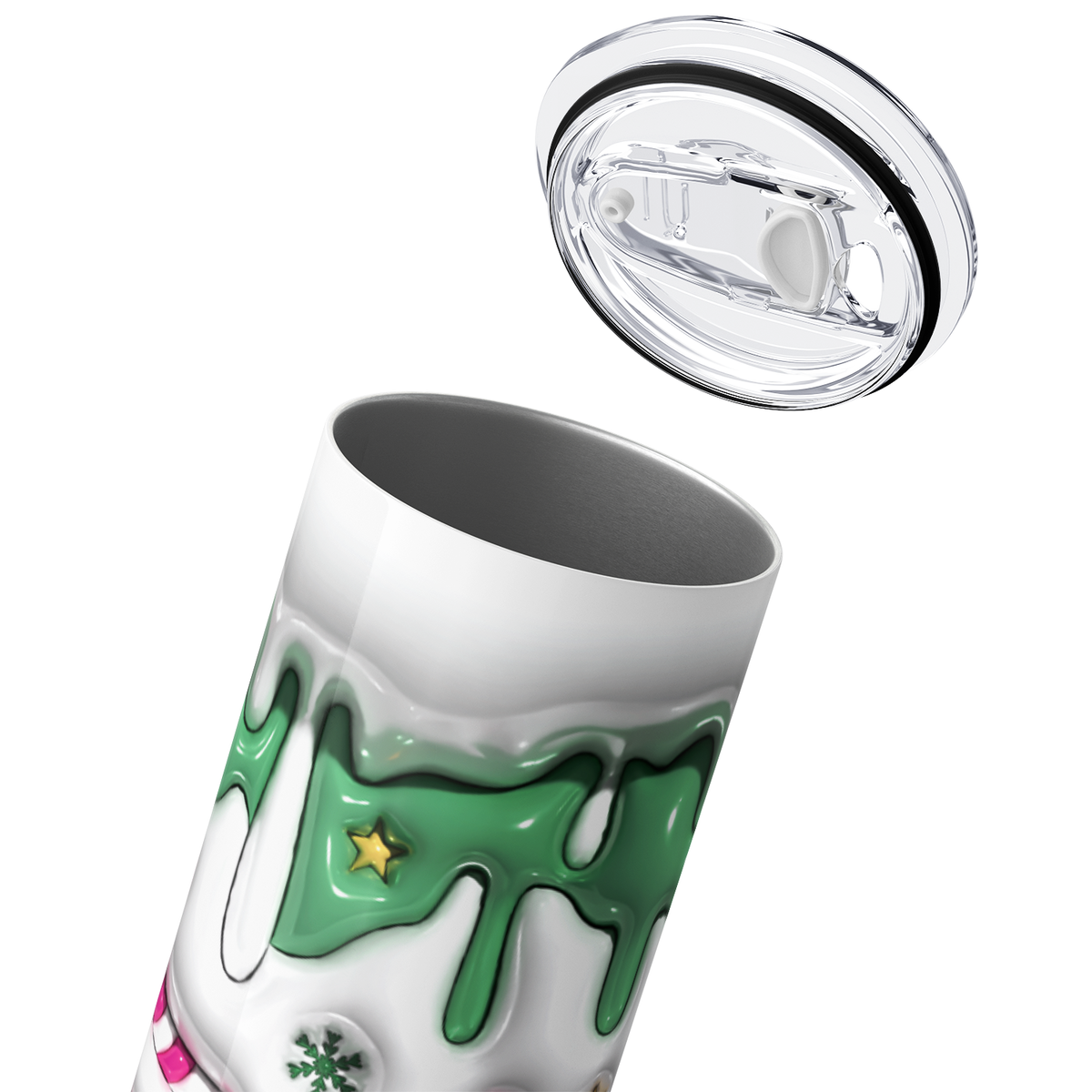 Pink Candy Canes with Green 20oz Skinny Tumbler