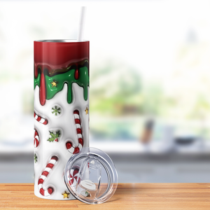 Candy Canes with Red and Green 20oz Skinny Tumbler