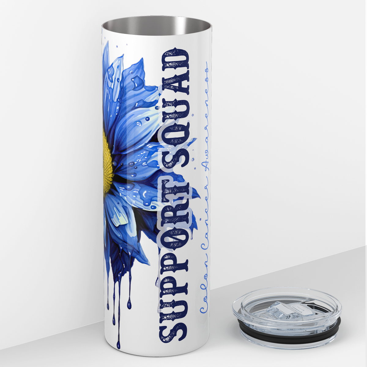 Colon Cancer Awarness Support Squad 20oz Skinny Tumbler
