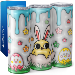 Chick with Bunny Ears and Flowers 20oz Skinny Tumbler