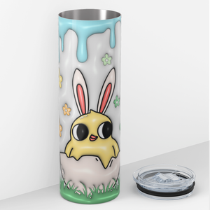 Chick with Bunny Ears and Flowers 20oz Skinny Tumbler