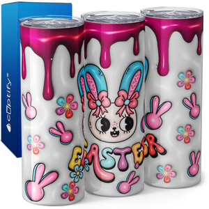 Easter Bunnies and Pink Drip 20oz Skinny Tumbler