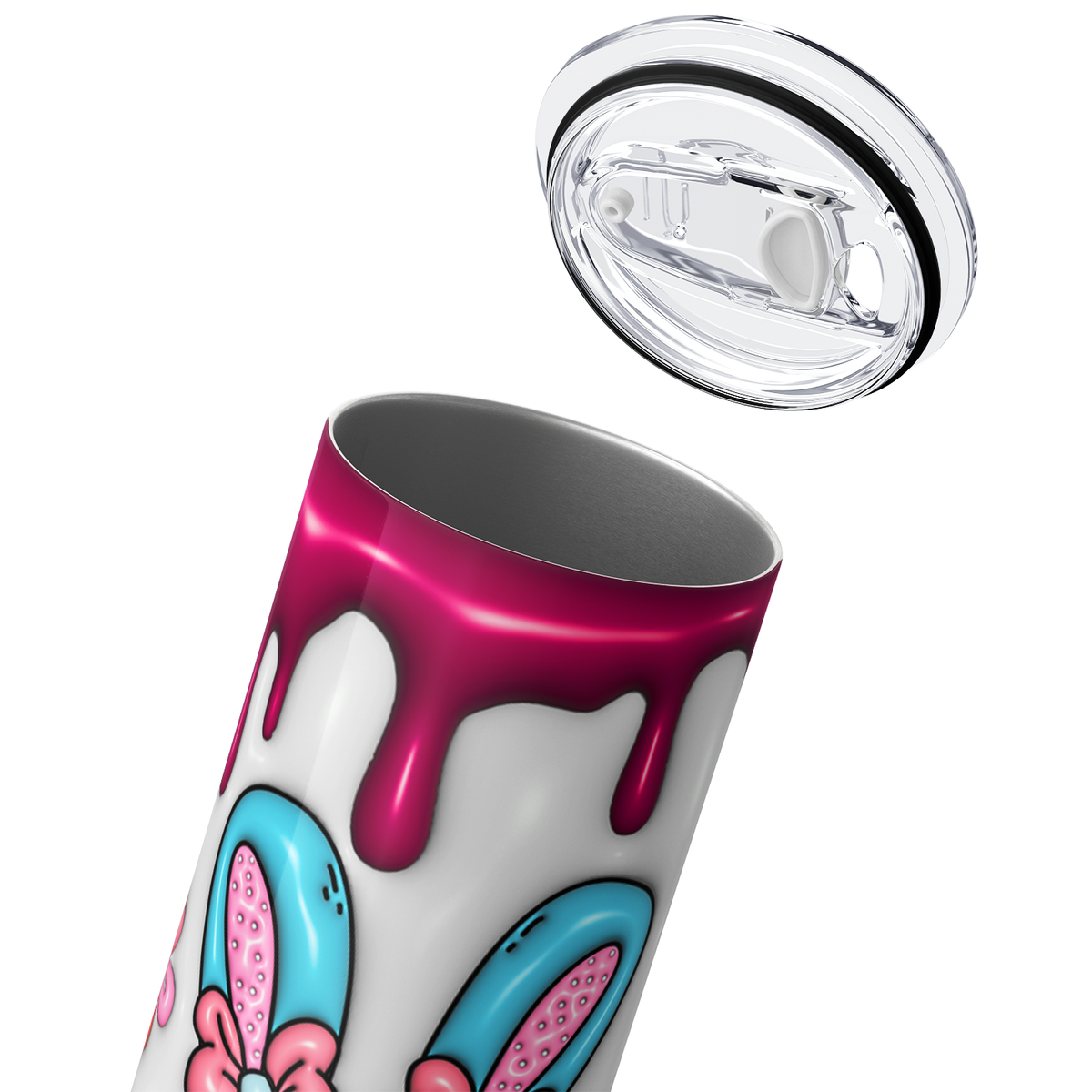 Easter Bunnies and Pink Drip 20oz Skinny Tumbler