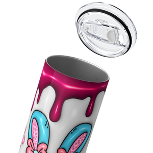 Easter Bunnies and Pink Drip 20oz Skinny Tumbler