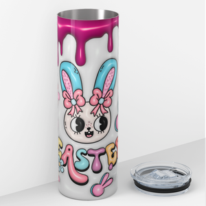 Easter Bunnies and Pink Drip 20oz Skinny Tumbler