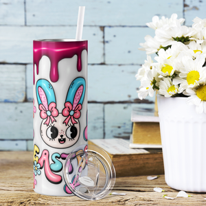 Easter Bunnies and Pink Drip 20oz Skinny Tumbler