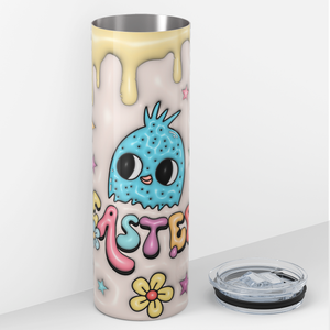 Easter Chick and Bunnies Yellow Drip 20oz Skinny Tumbler