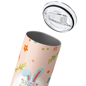 Bunny Kisses Easter Wishes Blush Bunnies 20oz Skinny Tumbler