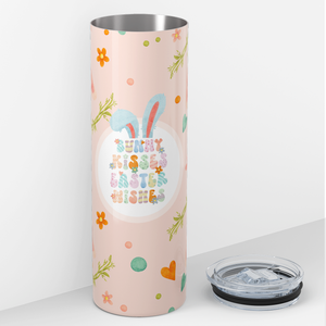 Bunny Kisses Easter Wishes Blush Bunnies 20oz Skinny Tumbler