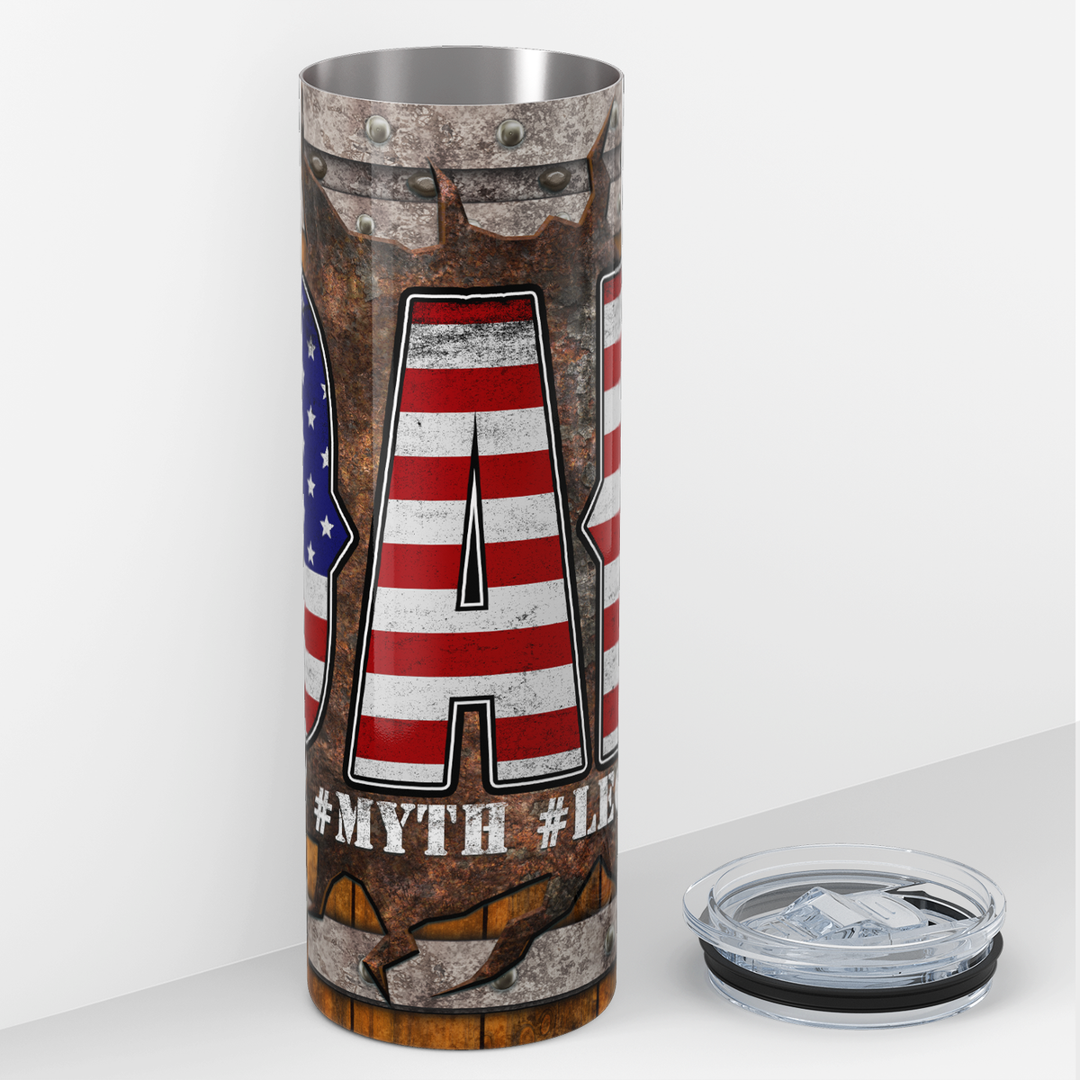 Dad Man Myth Legend American Flag 20oz Skinny Tumbler