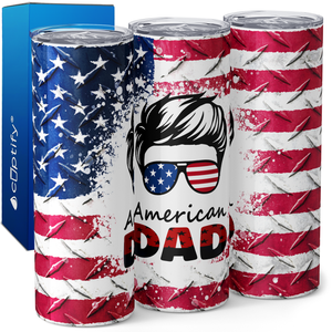 American Dad with American Flag 20oz Skinny Tumbler