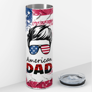 American Dad with American Flag 20oz Skinny Tumbler