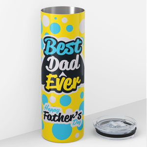 Best Dad Ever Mustache Yellow Happy Father's Day 20oz Skinny Tumbler