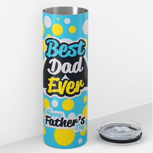 Best Dad Ever Mustache Blue Happy Father's Day 20oz Skinny Tumbler