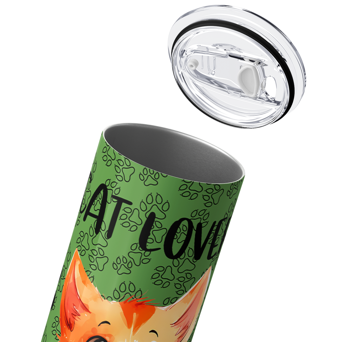 Cat Lover on Green 20oz Skinny Tumbler