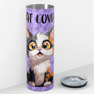 Cat Lover on Purple 20oz Skinny Tumbler