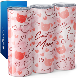 Cat Mom on Pink 20oz Skinny Tumbler