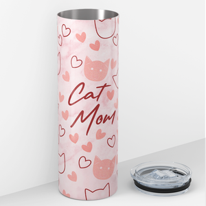 Cat Mom on Pink 20oz Skinny Tumbler