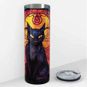 Cat on Stained Glass 20oz Skinny Tumbler