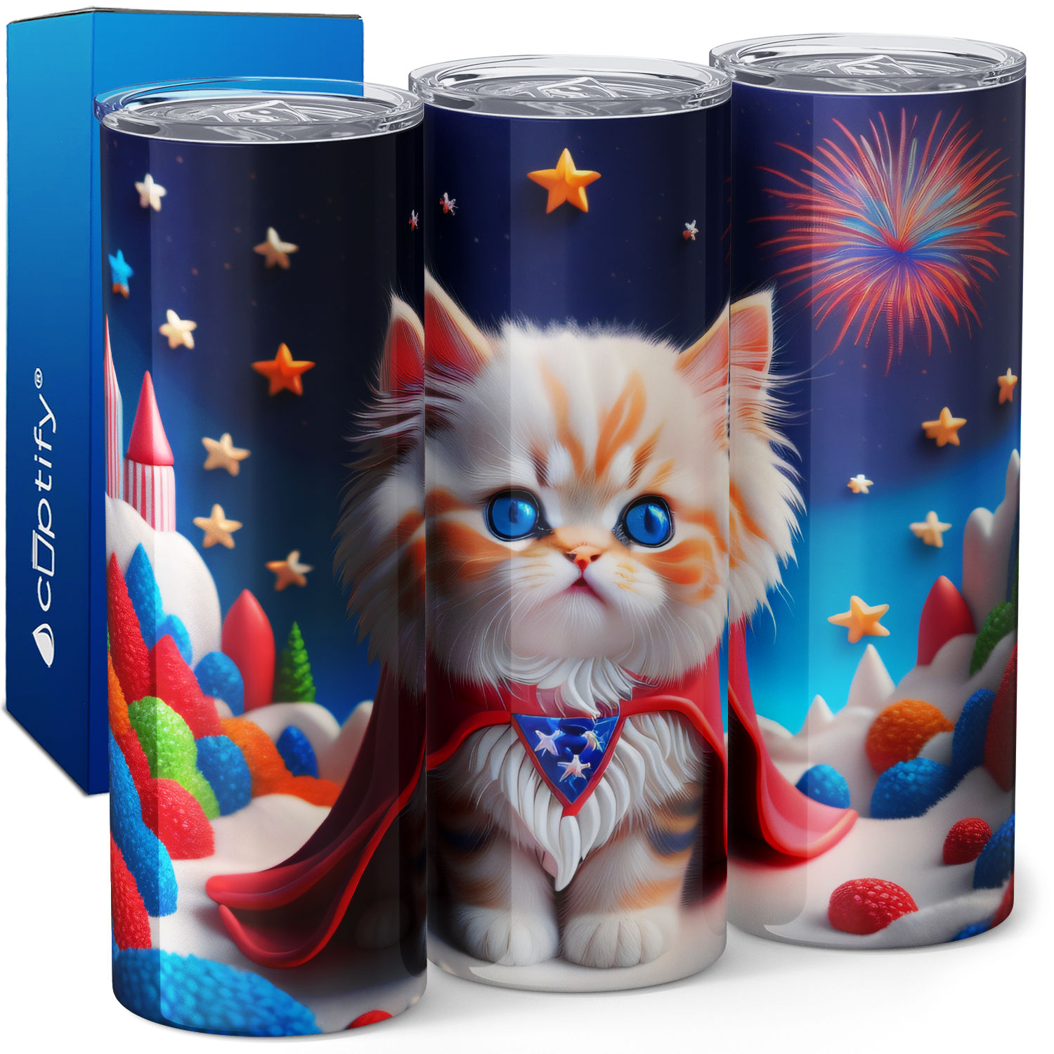 Cat with Cape 20oz Skinny Tumbler