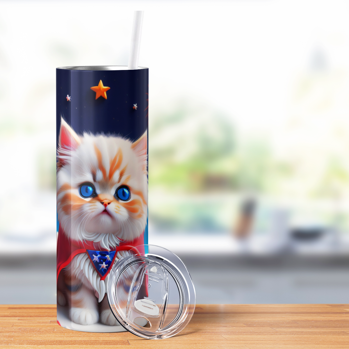 Cat with Cape 20oz Skinny Tumbler