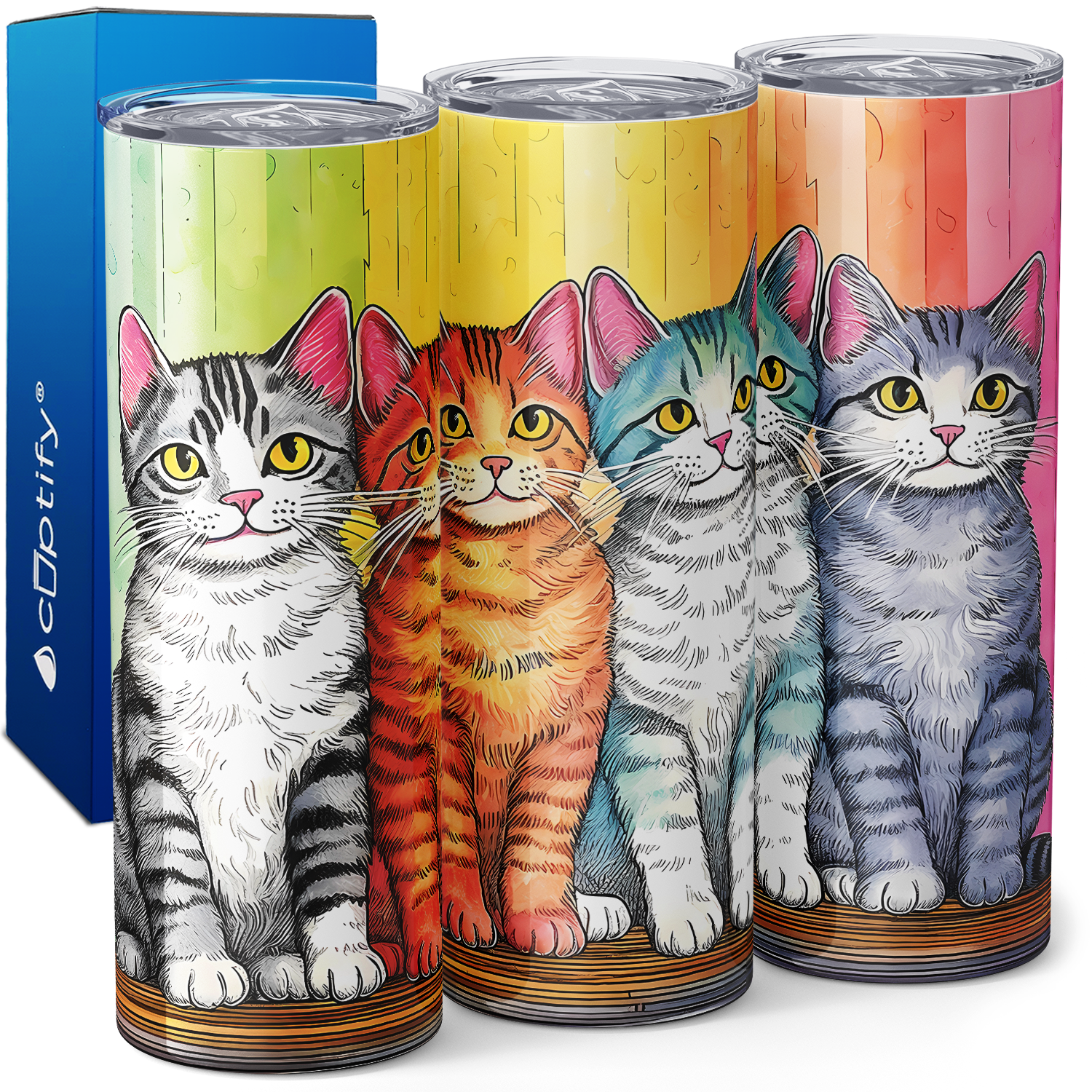 Cats Sitting Close Together 20oz Skinny Tumbler