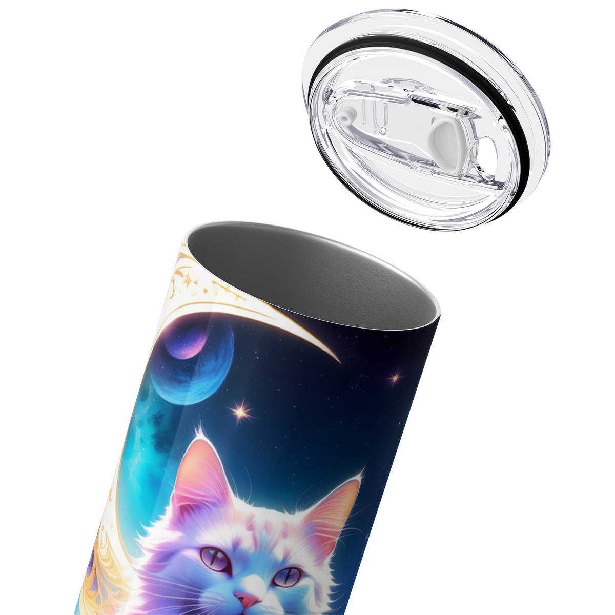 Colorful Cat Sitting 20oz Skinny Tumbler