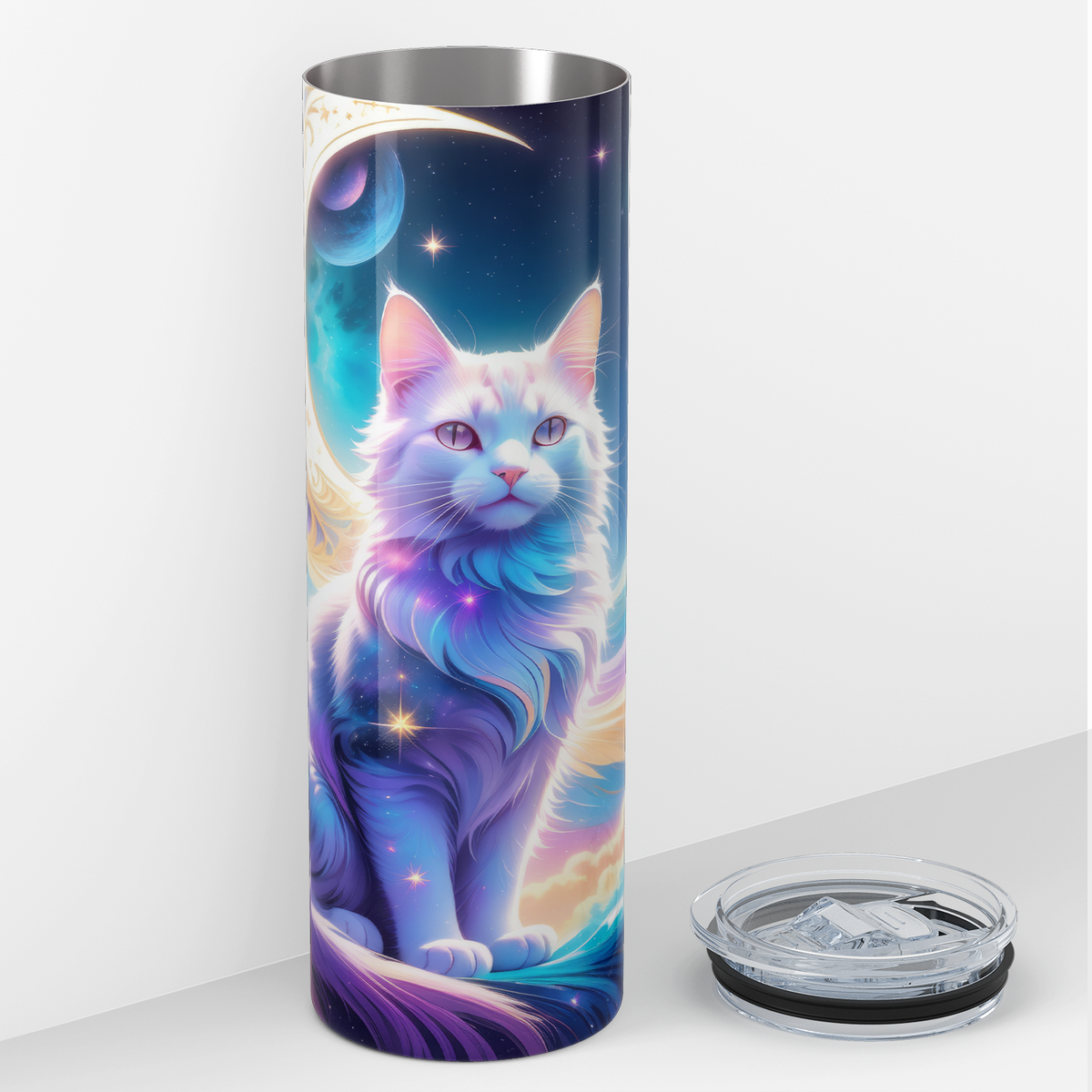 Colorful Cat Sitting 20oz Skinny Tumbler