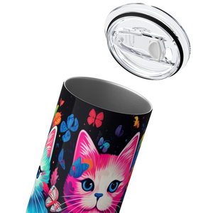 Colorful Cats with Flowers 20oz Skinny Tumbler