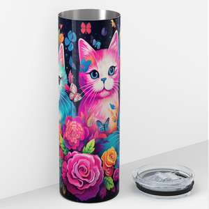 Colorful Cats with Flowers 20oz Skinny Tumbler