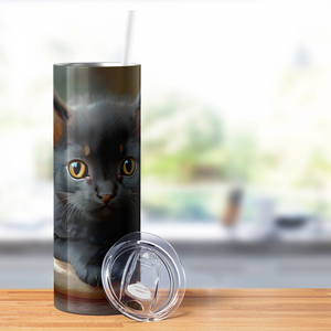 Cute Black Cat 20oz Skinny Tumbler