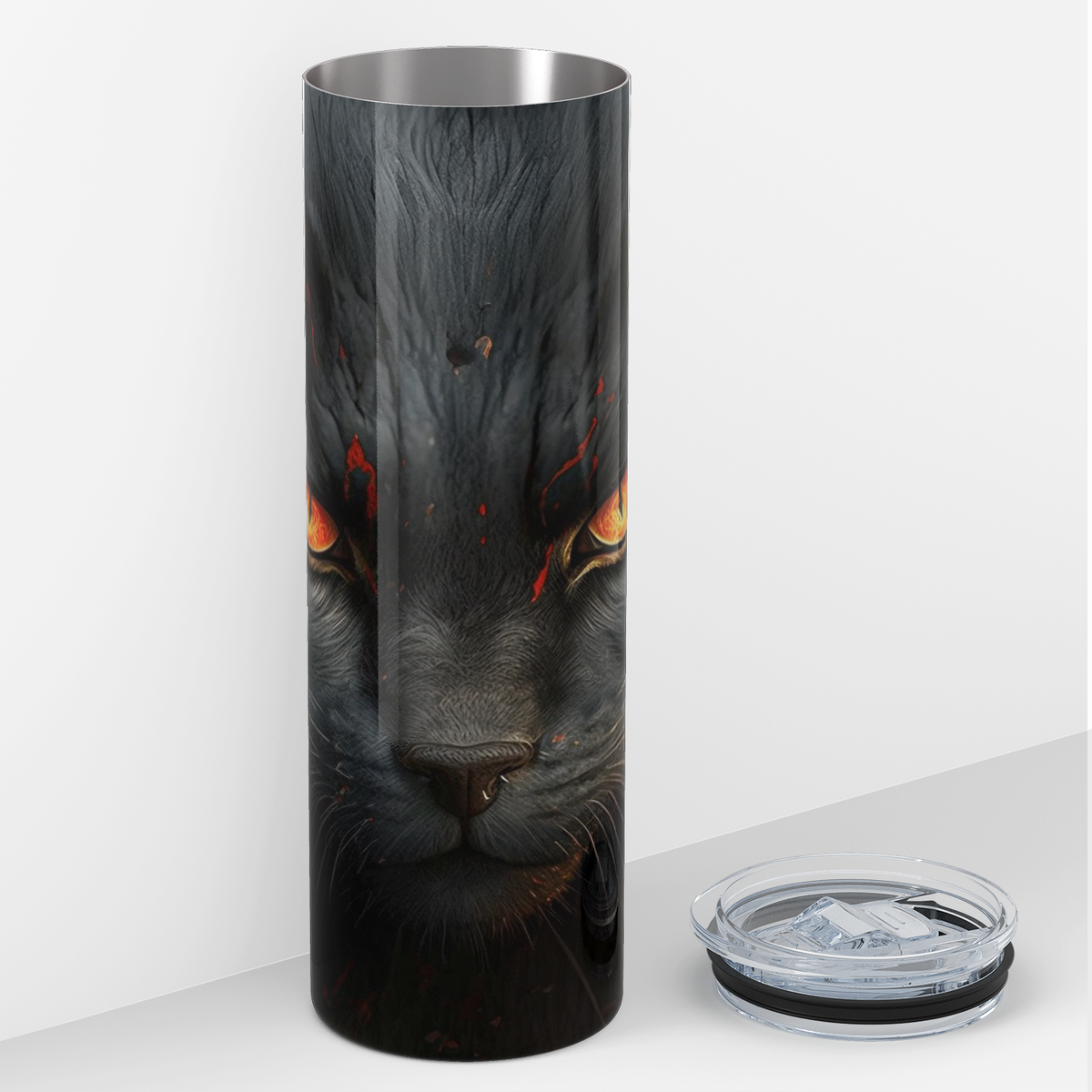 Fierce Cat Orange Eyes 20oz Skinny Tumbler