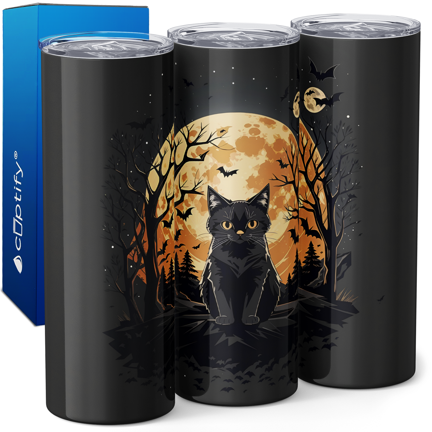 Halloween Moon Cat 20oz Skinny Tumbler