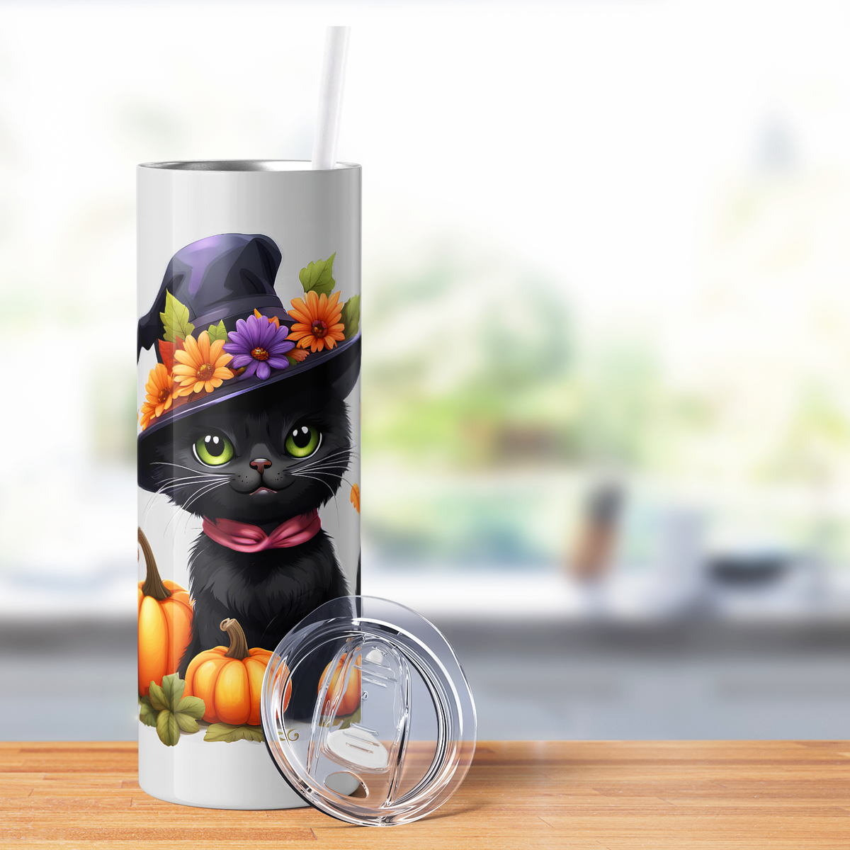 Halloween Witch Cat 20oz Skinny Tumbler
