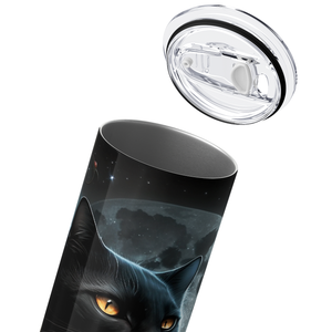 Moon Cat with Roses 20oz Skinny Tumbler