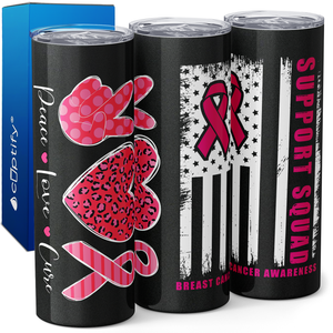 Breast Cancer Awareness Support Squad Flag 20oz Skinny Tumbler