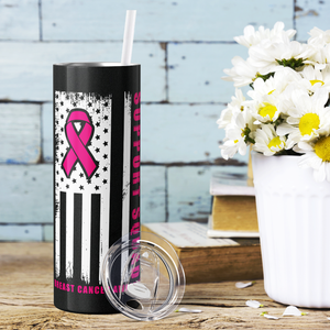 Breast Cancer Awareness Support Squad Flag 20oz Skinny Tumbler