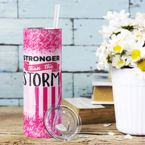 Breast Cancer Stronger than the Storm 20oz Skinny Tumbler