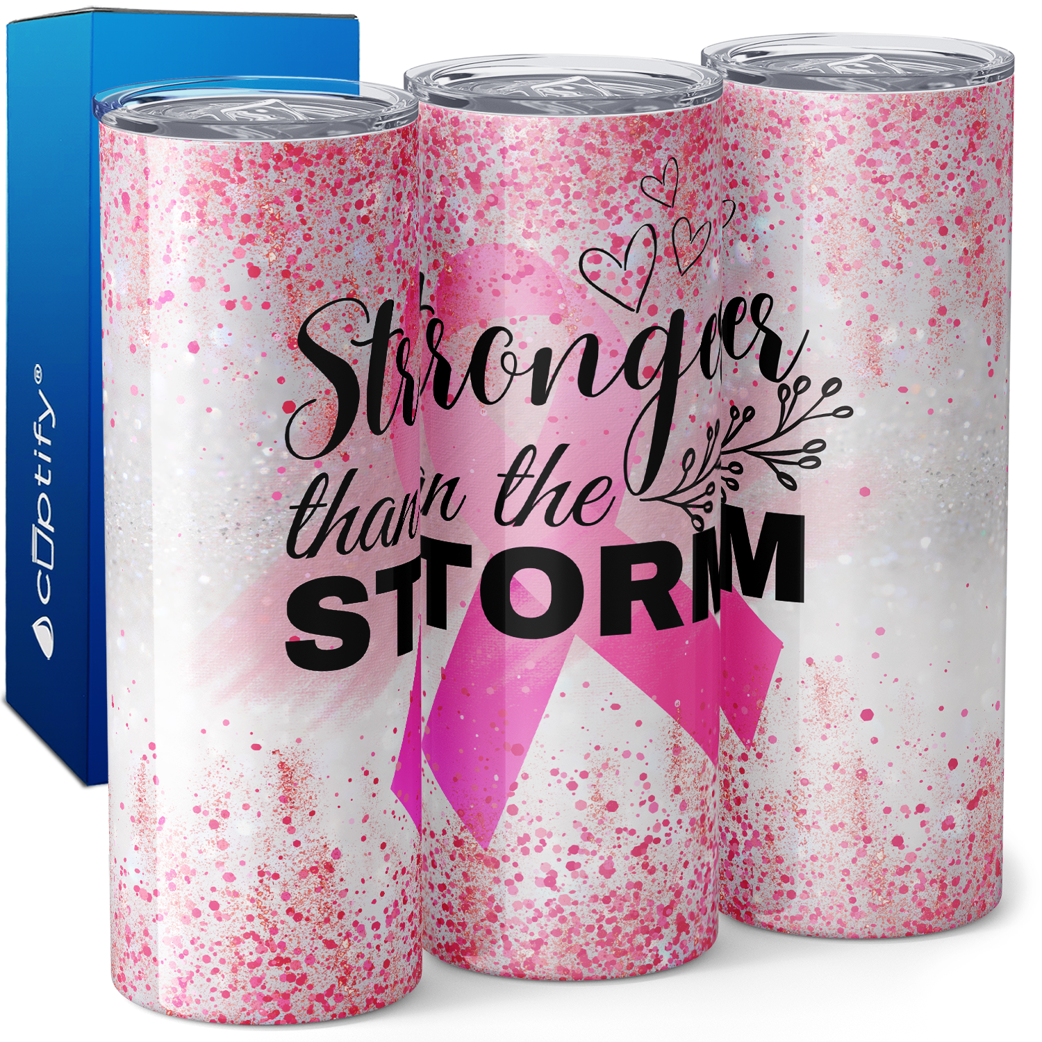 Stronger than the Storm Pink 20oz Skinny Tumbler