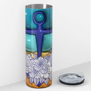 Blue Anchor with Flowers Inflated Balloon 20oz Skinny Tumbler